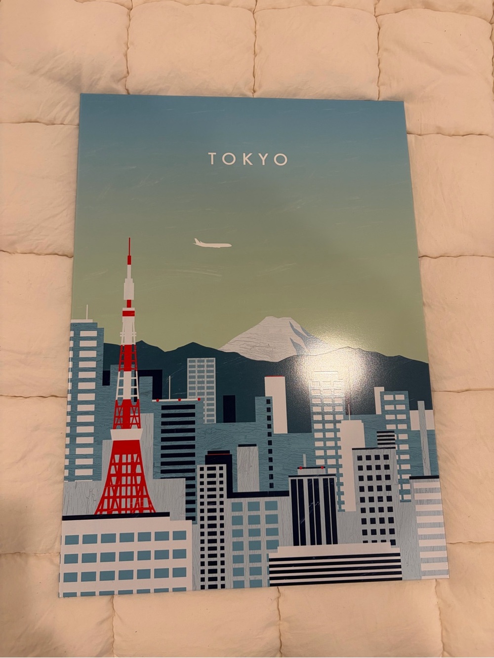Tokyo Skyline Wall Art Print - Blue & Red